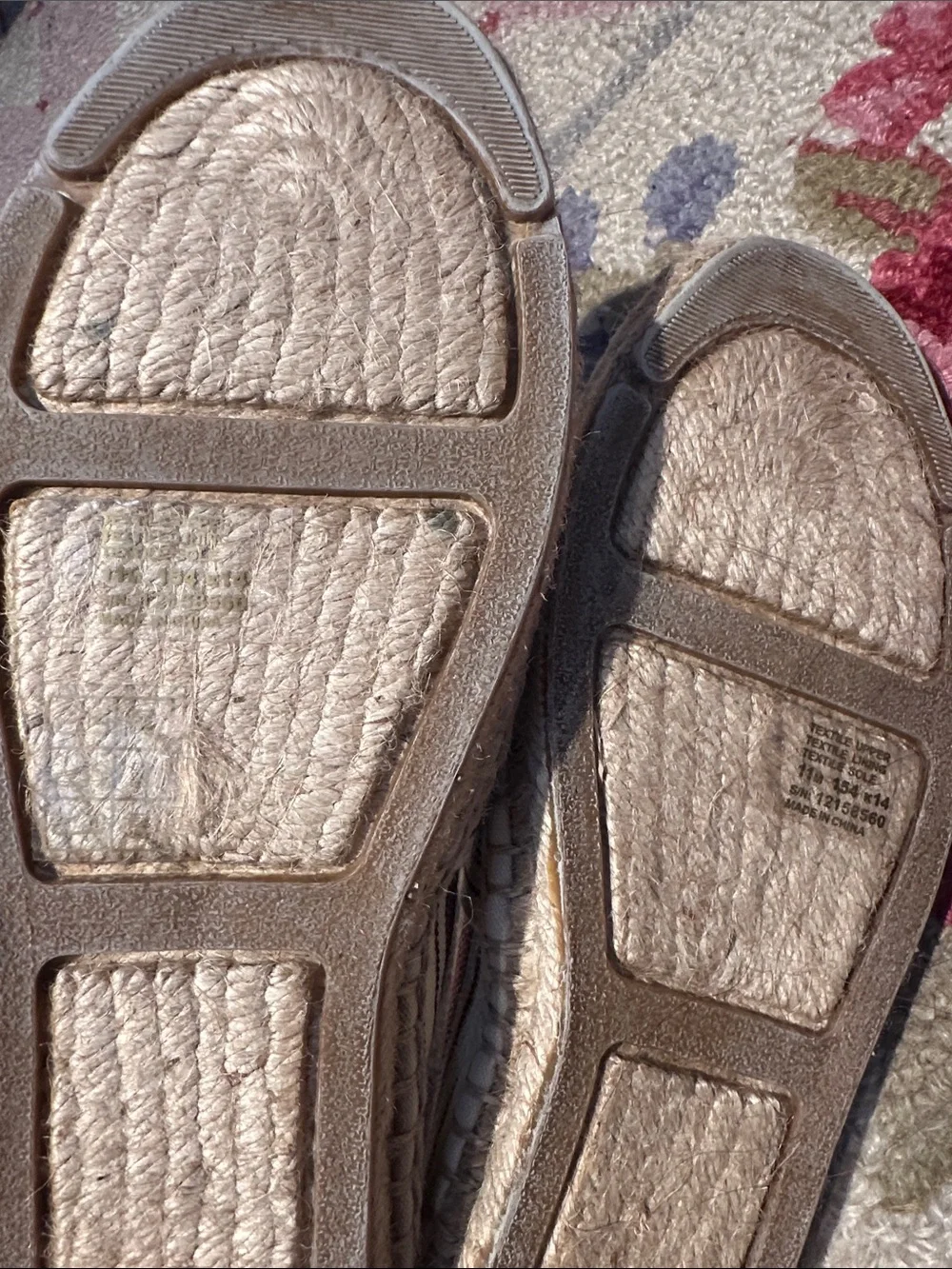 Tory Burch Cream Canvas Espadrille with Burgundy Stripes